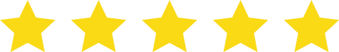 a list of 3 client testimonials with yellow review stars on a black background